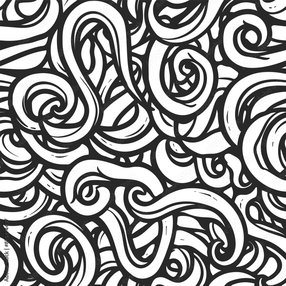Organic Swirls: Abstract Black and White Seamless Pattern for Coloring Pages and Clipart Organic Swirls: Abstract Black and White Seamless Pattern for Coloring Pages and Clipart