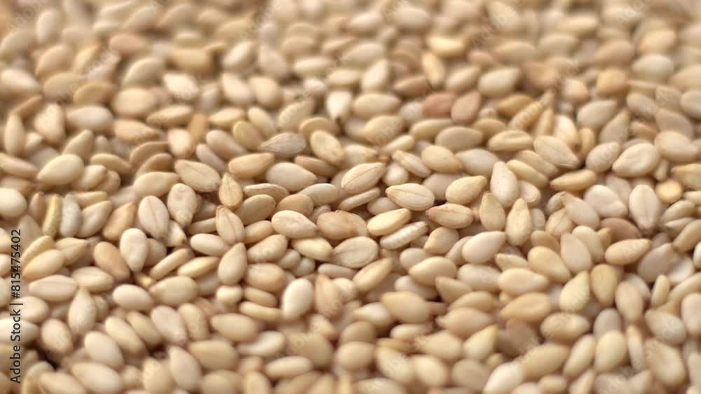 Macro video of sesame seeds. Bunch of sesame seeds placed on rotating disk. Macro video of sesame seeds. Bunch of sesame seeds placed on rotating disk.