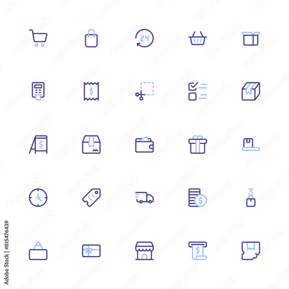 Shopping Icon with Duoline Style. E-commerce Icon Collection with Editable Stroke and Pixel Perfection Shopping Icon with Duoline Style. E-commerce Icon Collection with Editable Stroke and Pixel Perfection