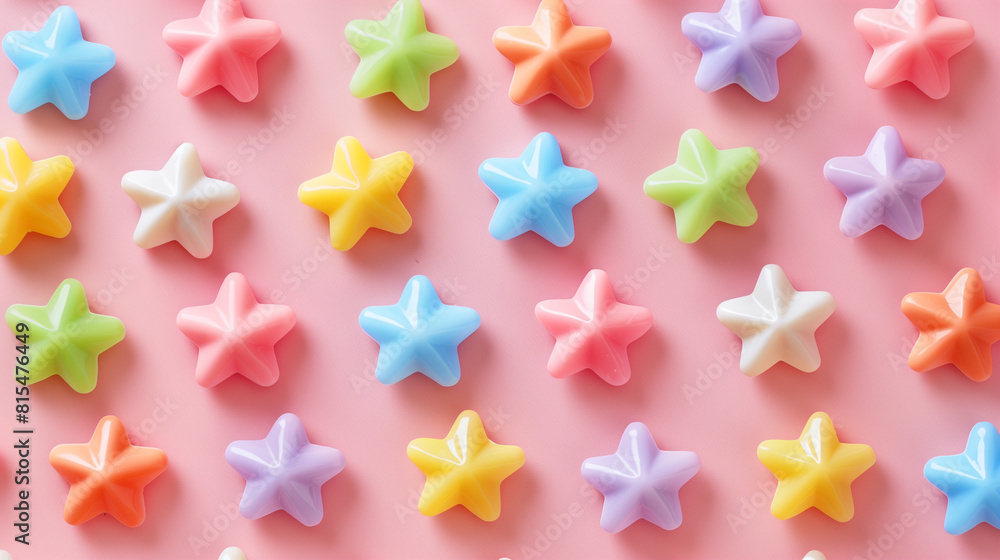 Seamless pattern of colorful stars candy isolated on pink background Seamless pattern of colorful stars candy isolated on pink background