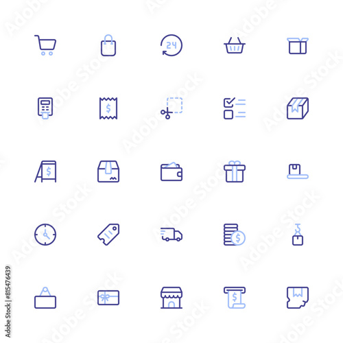 Shopping Icon with Duoline Style. E-commerce Icon Collection with Editable Stroke and Pixel Perfection © impro-studio