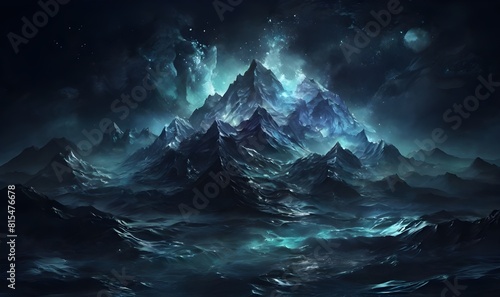 Mountain with magical night sky wallpaper background