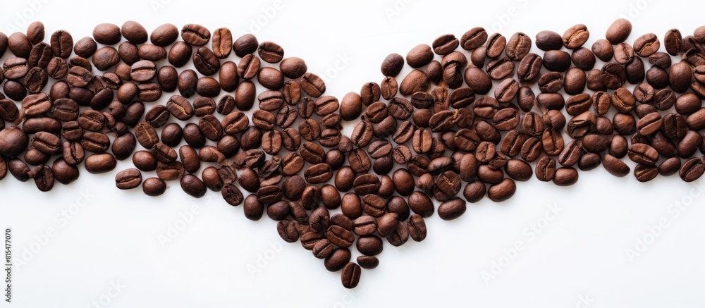 Heart shaped background made of roasted coffee beans on a white background perfect for copy space image Heart shaped background made of roasted coffee beans on a white background perfect for copy space image