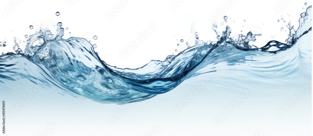 A water wave captured on a white background with plenty of copy space for additional design elements or text A water wave captured on a white background with plenty of copy space for additional design elements or text