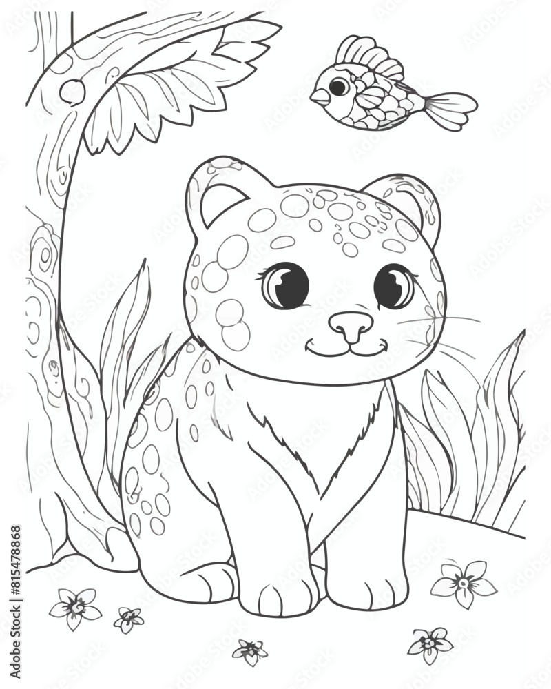Fototapeta premium Animal Coloring Book Page For Kids