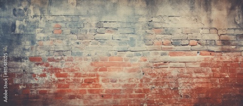 A vintage toned styled background with a vignette effect featuring a brick wall for texture and copy space image © HN Works