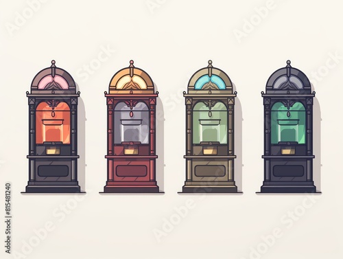 Collection box flat design side view museum theme water color Triadic Color Scheme