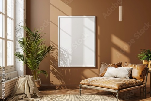 Poster Mockup in Brown Scandinavian Interior created with Generative AI