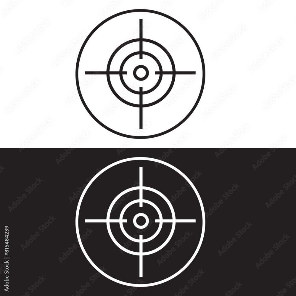 Target destination icon set. Aim sniper shoot group. Focus cursor bull eye mark collection. Vector illustration . isolated on white and black background. EPS 10/AI Target destination icon set. Aim sniper shoot group. Focus cursor bull eye mark collection. Vector illustration . isolated on white and black background. EPS 10/AI