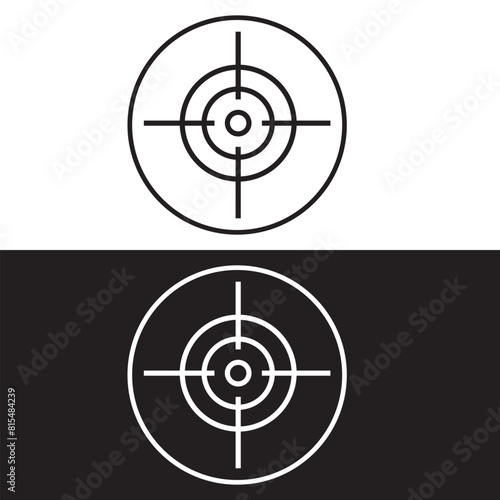 Target destination icon set. Aim sniper shoot group. Focus cursor bull eye mark collection. Vector illustration . isolated on white  and black background. EPS 10/AI