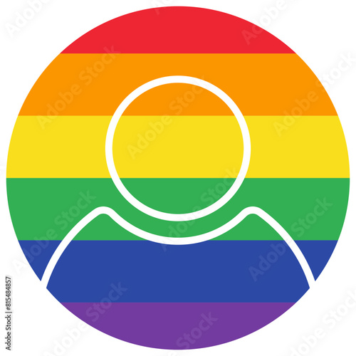 People, human avatar with LGBT rainbow flag, concept of love equality, pride month design icon.