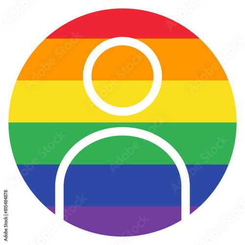 People, human avatar with LGBT rainbow flag, concept of love equality, pride month design icon.