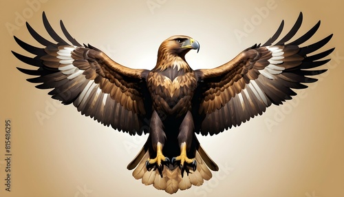A regal icon of a golden eagle with outspread wing photo