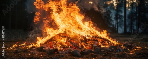 Bonfire with high flames