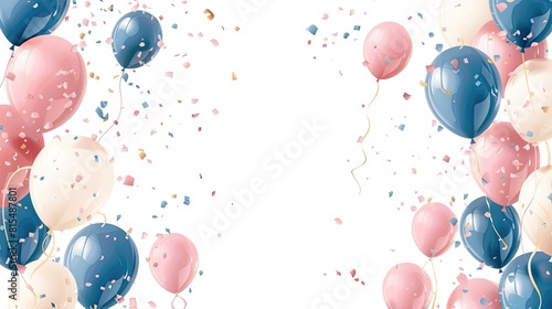 Balloon line horizontal border backgrounds white background anniversary 
