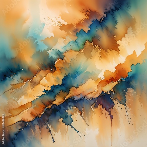 Colorful explosion of paint on a white background, splashes of color, watercolor painting