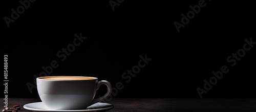 A cup of coffee captured in a copy space image with a white background