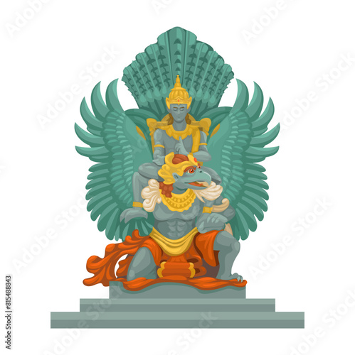 Garuda Wisnu Kencana Monument Landmark From Bali Indonesia Cartoon Illustration Vector