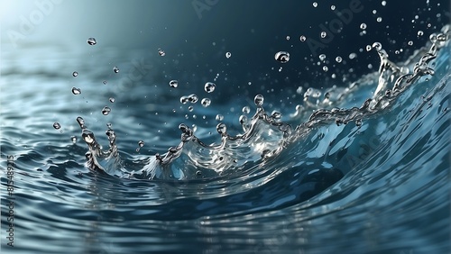 Crystal clear water droplets spray through the air in a dynamic splash