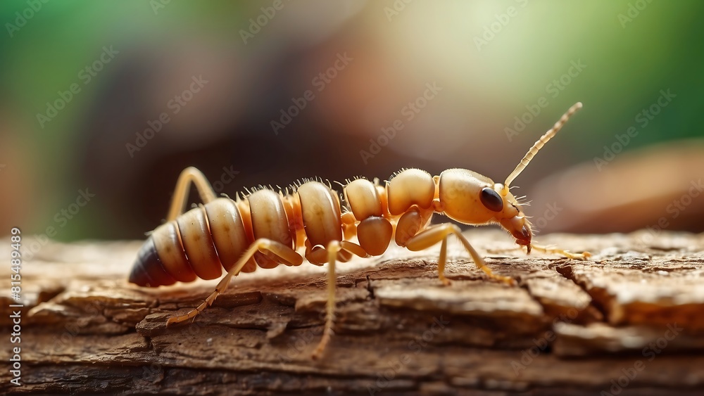 Termites. Insects on a wooden background.

