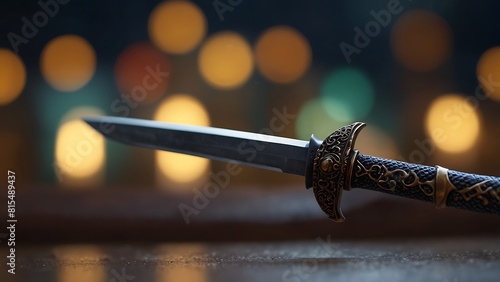 Ancient sword on bokeh background