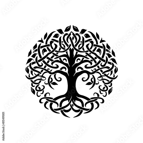 Celtic knotwork tree with intricate circular. Vector illustration design. photo