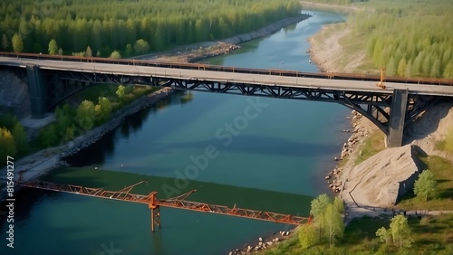 Construction of a bridge over the river 