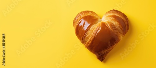 Wallpaper Mural A copy space image of a yellow background features a plastic heart accompanied by heart shaped chocolate wrapped Floyd turnovers Torontodigital.ca