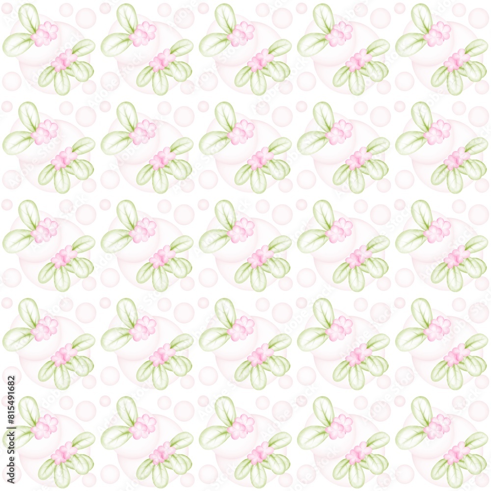 Background with pink floral pattern interspersed with leaves. Background with pink floral pattern interspersed with leaves.