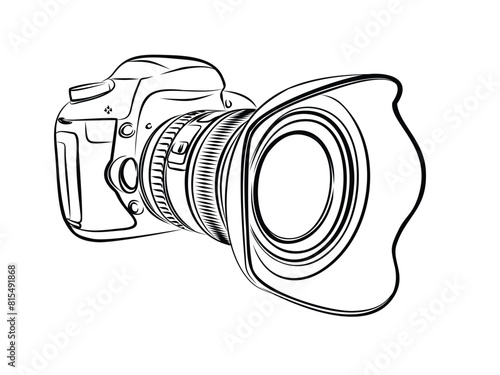 The sketch of a professional SLR camera.
