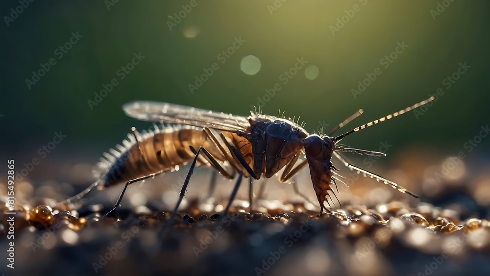 Close-up images of various insects such as mosquitoes on the ground or water surface. Close-up images of various insects such as mosquitoes on the ground or water surface.