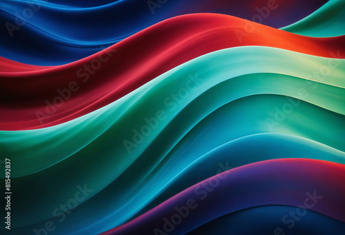 A soft and smooth digital illustration of silk-like waves blending pastels of redn  green and blue