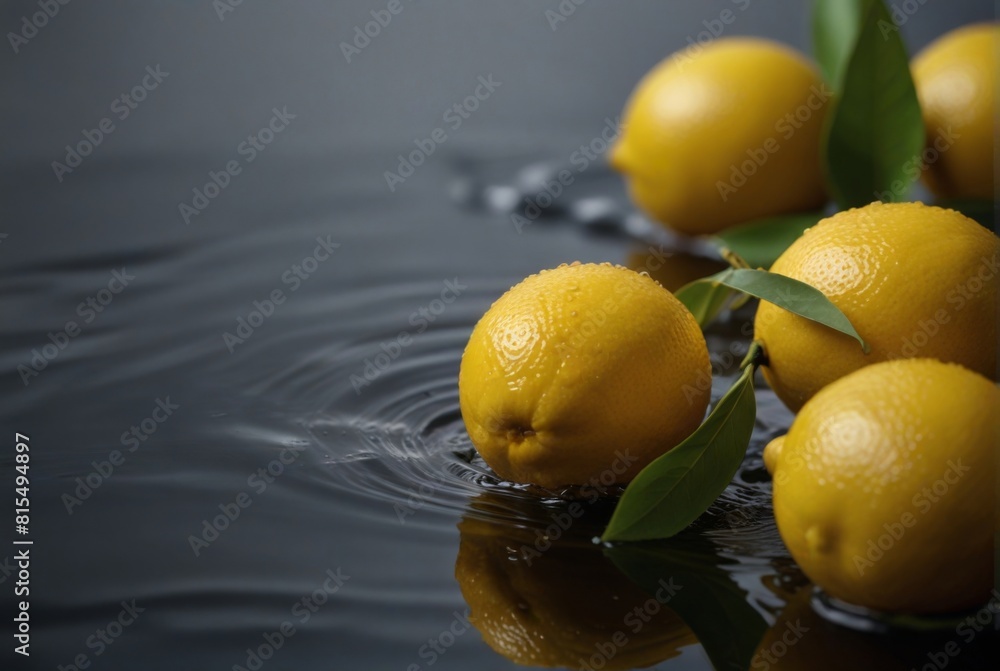 lemon slices are flying in the air, water droplets are leaves of lyon lemon slices are flying in the air, water droplets are leaves of lyon