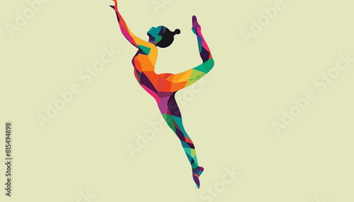 Female Dancer's Silhouette Against Vibrant Background © Eliane