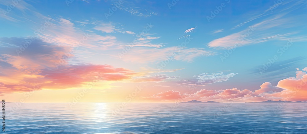 A stunning morning scene with a magnificent sky vibrant sea and a sunny day offering a picturesque horizon Copy space image