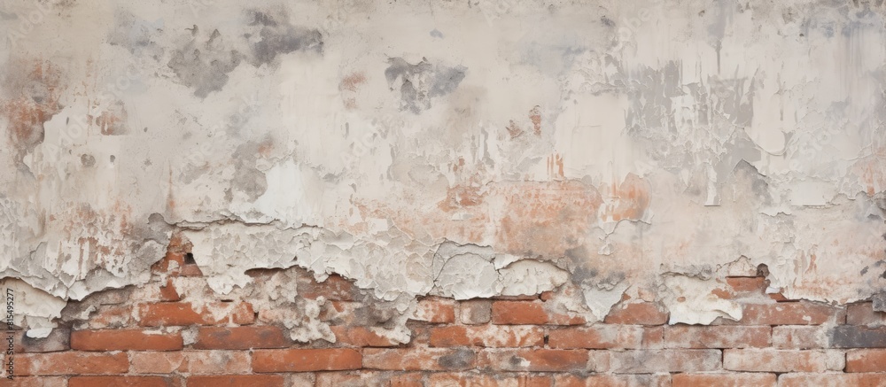 A detailed image of a deteriorating brick wall with crumbling plaster Perfect copy space image A detailed image of a deteriorating brick wall with crumbling plaster Perfect copy space image