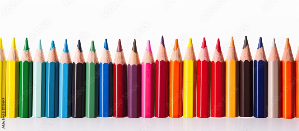 Obraz premium A copy space image of color pencils placed on a white background leaving ample room inside for text