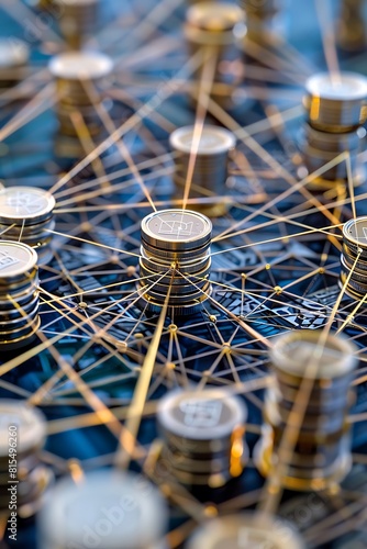 An intricate web of data connections in a fintech network photo