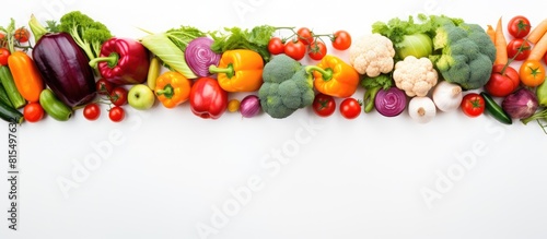 A vibrant array of vegetables forms a frame around a blank area for text in the copy space image