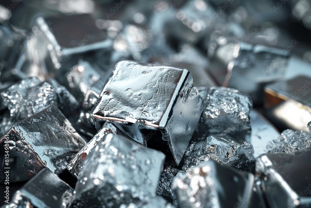 Shiny silver metal, essential chemical element in industry and jewelry Shiny silver metal, essential chemical element in industry and jewelry