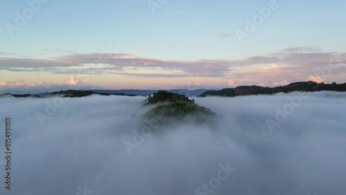 Wallpaper Mural Aerial view of fog in the mountain at Gorontalo, Indonesia. Sunrise over the clouds in the morning Torontodigital.ca