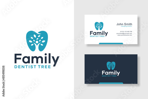 Vector logo of Dental life and Dental Clinic, Leaf, Tree, Person. Premium Business Card Template Design.
