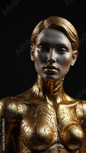 female humanoid statue crafted from sparkling gold 08