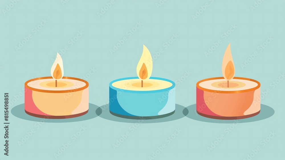 Tealight candle flat design, side view, candle theme, cartoon drawing, colored pastel Tealight candle flat design, side view, candle theme, cartoon drawing, colored pastel