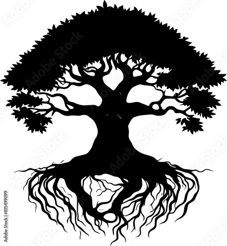 Tree of life icon silhouette isolated on white background 