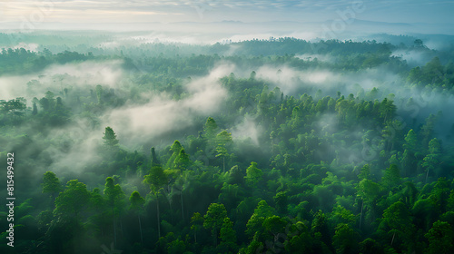 Misty Forest Aerial View