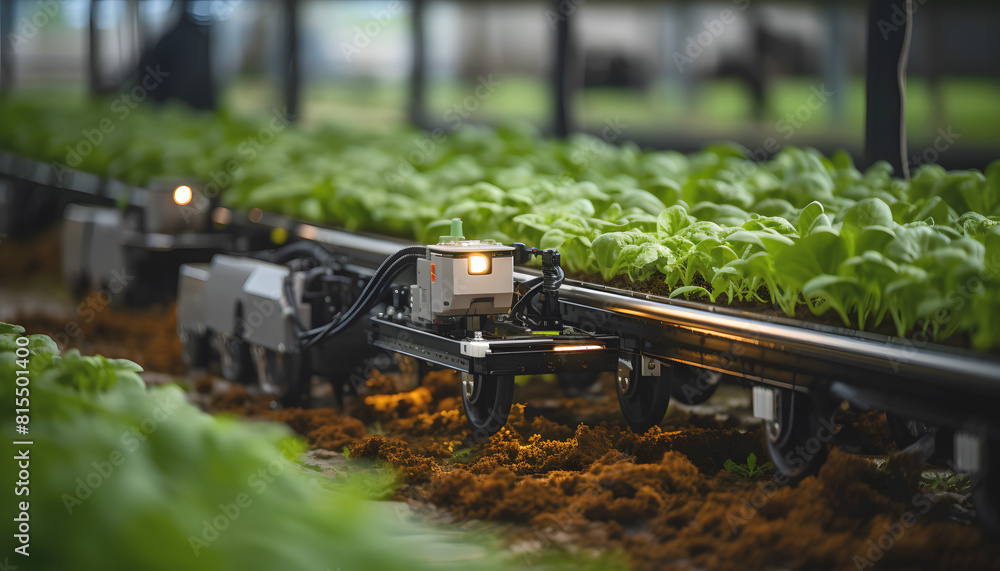 Industry transport 4.0 concept, agricultural Robot Automatic harvest field crops wireless Control technology, Internet of Things network, with artificial intelligence, generator AI illustration. Industry transport 4.0 concept, agricultural Robot Automatic harvest field crops wireless Control technology, Internet of Things network, with artificial intelligence, generator AI illustration.