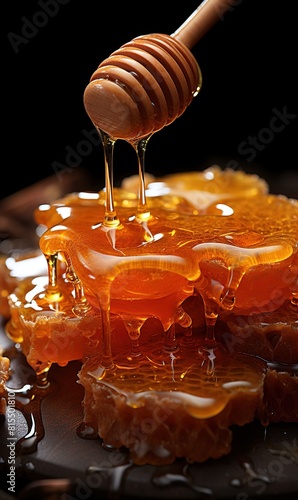 Honey dripping from dipper
