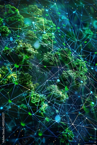 A digital artwork illustrating a global environmental data network photo