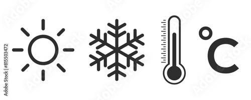 Weather and Temperature icon set. Vector illustration